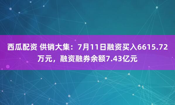 西瓜配资 供销大集：7月11日融资买入6615.72万元，融资融券余额7.43亿元