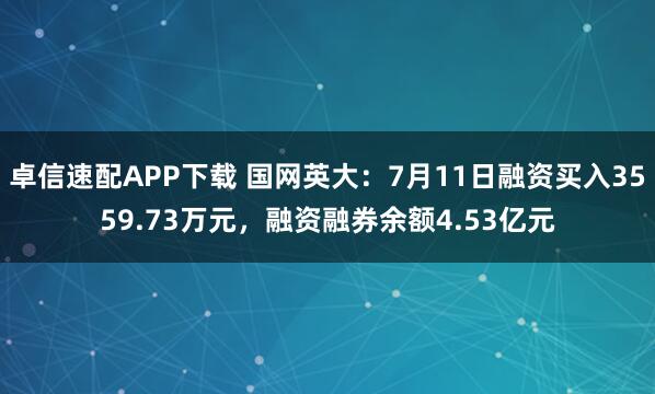 卓信速配APP下载 国网英大：7月11日融资买入3559.73万元，融资融券余额4.53亿元